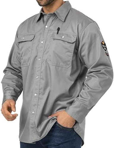 7 oz FR ARC 2-Rated Fire-Resistant Welding Shirts for Men and Women, Long-Sleeve FRC Safety Workwear