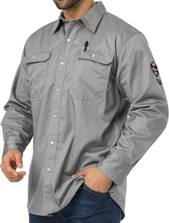 7 oz FR ARC 2-Rated Fire-Resistant Welding Shirts for Men and Women, Long-Sleeve FRC Safety Workwear
