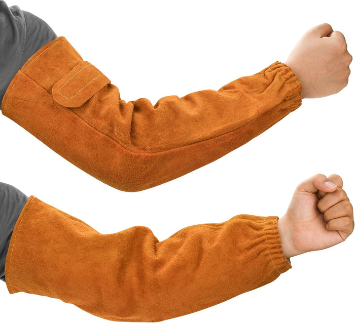 Leather Welding Sleeves, Real Cow Leather Arm Guards Welding Sleeves Heat & Flame Resistant Arm Protection for Men and Women in Welding Work