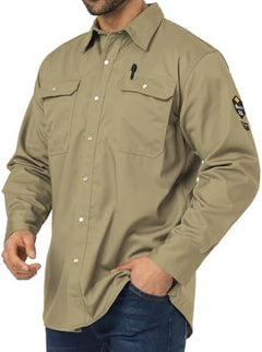 7 oz FR ARC 2-Rated Fire-Resistant Welding Shirts for Men and Women, Long-Sleeve FRC Safety Workwear