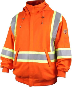 Black Stallion JF1332 Full-Zip Hooded Sweatshirt - 12 oz Flame- and Abrasion-Resistant Cotton Fleece with Removable Hood (Orange)