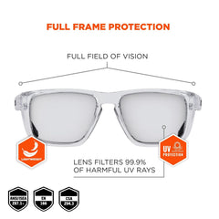 Ergodyne Skullerz SIXTEN Safety Glasses with Side Shields – Anti-Fog & Anti-Scratch Lenses, ANSI Z87.1 Certified, Includes Protective Microfiber Bag