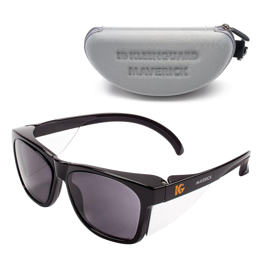 ™ V30 Maverick™ Safety Glasses (56569), Smoke Lenses with Kleenvision™ Anti-Fog Coating, Black Frame, Carrying Case, Unisex Sunglasses for Men and Women