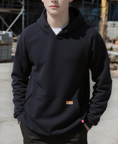 Men's FR Hoodies - 12oz Pullover Fleece Work Sweatshirt, CAT2 Flame-Resistant, Heavyweight, Relaxed Fit, NFPA 2112 Certified, Water & Oil Repellent, 100% Cotton, Shrink Buckle
