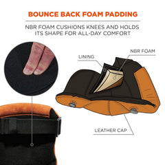 Ergodyne Leather Knee Pads 18232 - ProFlex 230, Heavy-Duty Brown, One Size