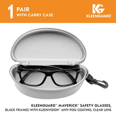 Kleenguard™ V30 Maverick™ Safety Glasses (56567) - Clear Anti-Fog Lenses with KleenVision™ Coating, Sleek Black Frame, Carrying Case Included, Unisex Eyewear