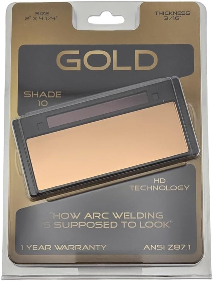 Gold Auto-Darkening Welding Lens – True Color Gold Filter – Fits 2" X 4-1/4" Welding Hoods – Shade 10