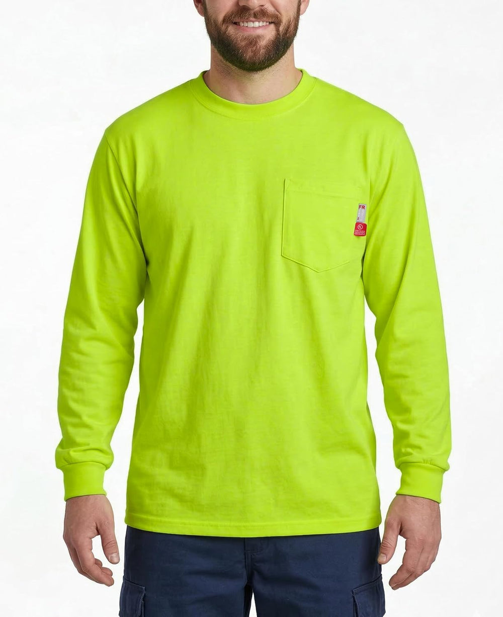 Flame Resistant T-Shirts 6Oz with Reflective Tape, Lightweight FR Cotton Work Shirt, Breathable & NFPA 2112